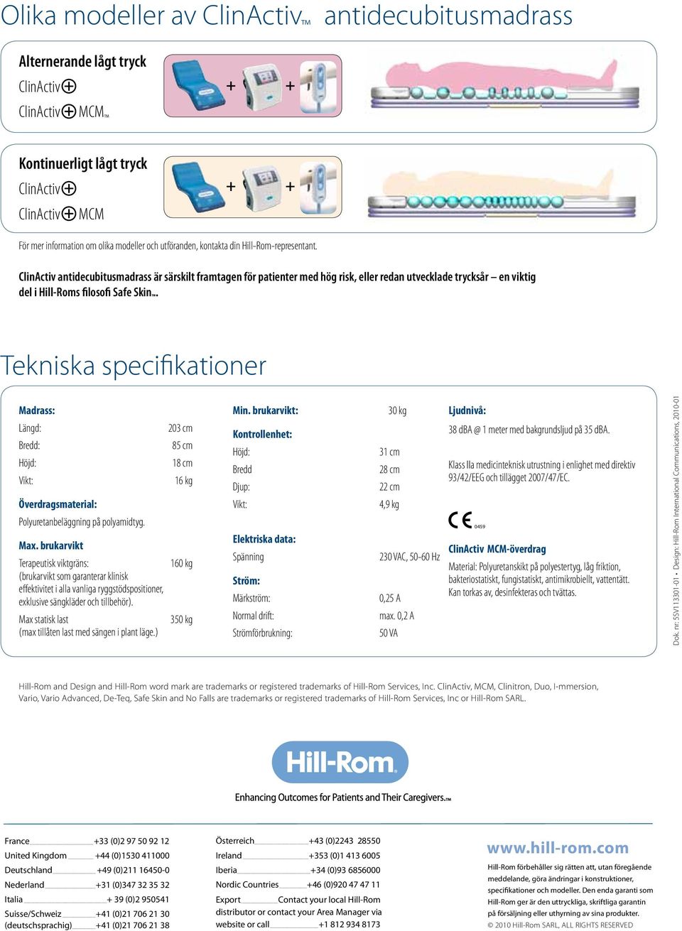 ClinActiv antidecubitusmadrass är särskilt framtagen för patienter med hög risk, eller redan utvecklade trycksår en viktig del i Hill-Roms filosofi Safe Skin.