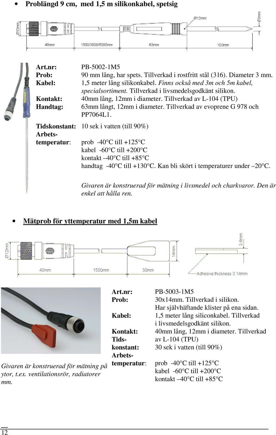 Tillverkad av L-104 (TPU) 63mm långt, 12mm i diameter. Tillverkad av evoprene G 978 och PP7064L1.