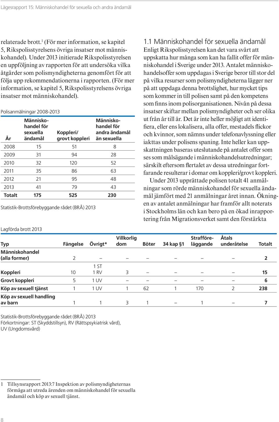 (För mer information, se kapitel 5, Rikspolisstyrelsens övriga insatser mot människohandel).