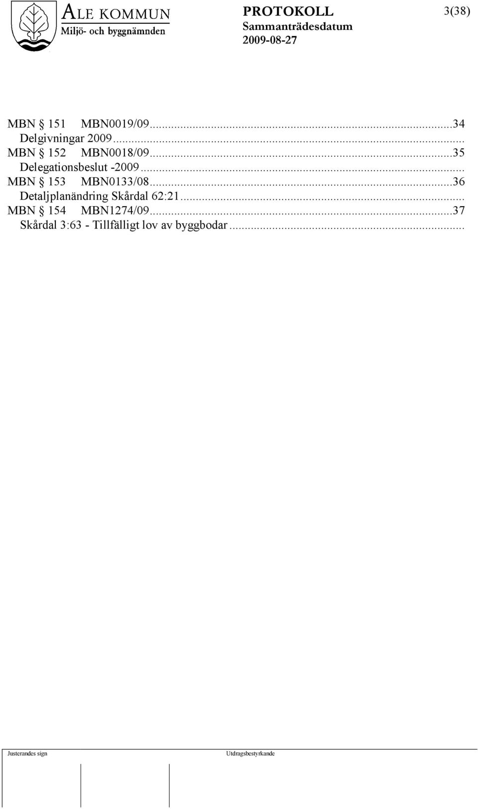 .. MBN 153 MBN0133/08...36 Detaljplanändring Skårdal 62:21.