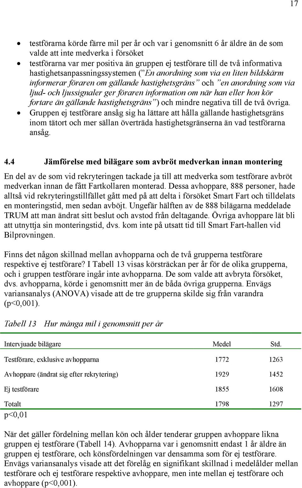 han eller hon kör fortare än gällande hastighetsgräns ) och mindre negativa till de två övriga.