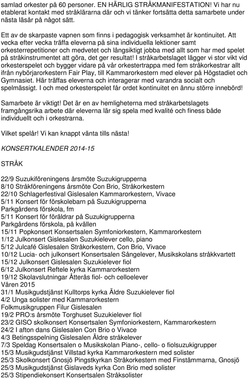 Att vecka efter vecka träffa eleverna på sina individuella lektioner samt orkesterrepetitioner och medvetet och långsiktigt jobba med allt som har med spelet på stråkinstrumentet att göra, det ger