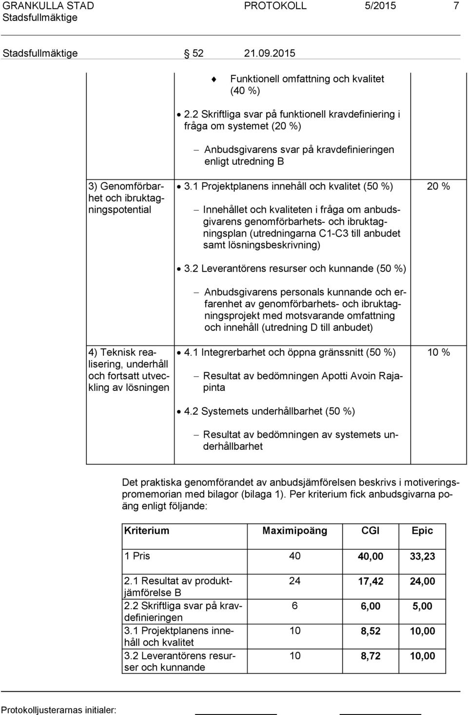 2 Skriftliga svar på funktionell kravdefiniering i frå ga om systemet (20 %) Anbudsgivarens svar på kravdefinieringen en ligt utredning B 3.