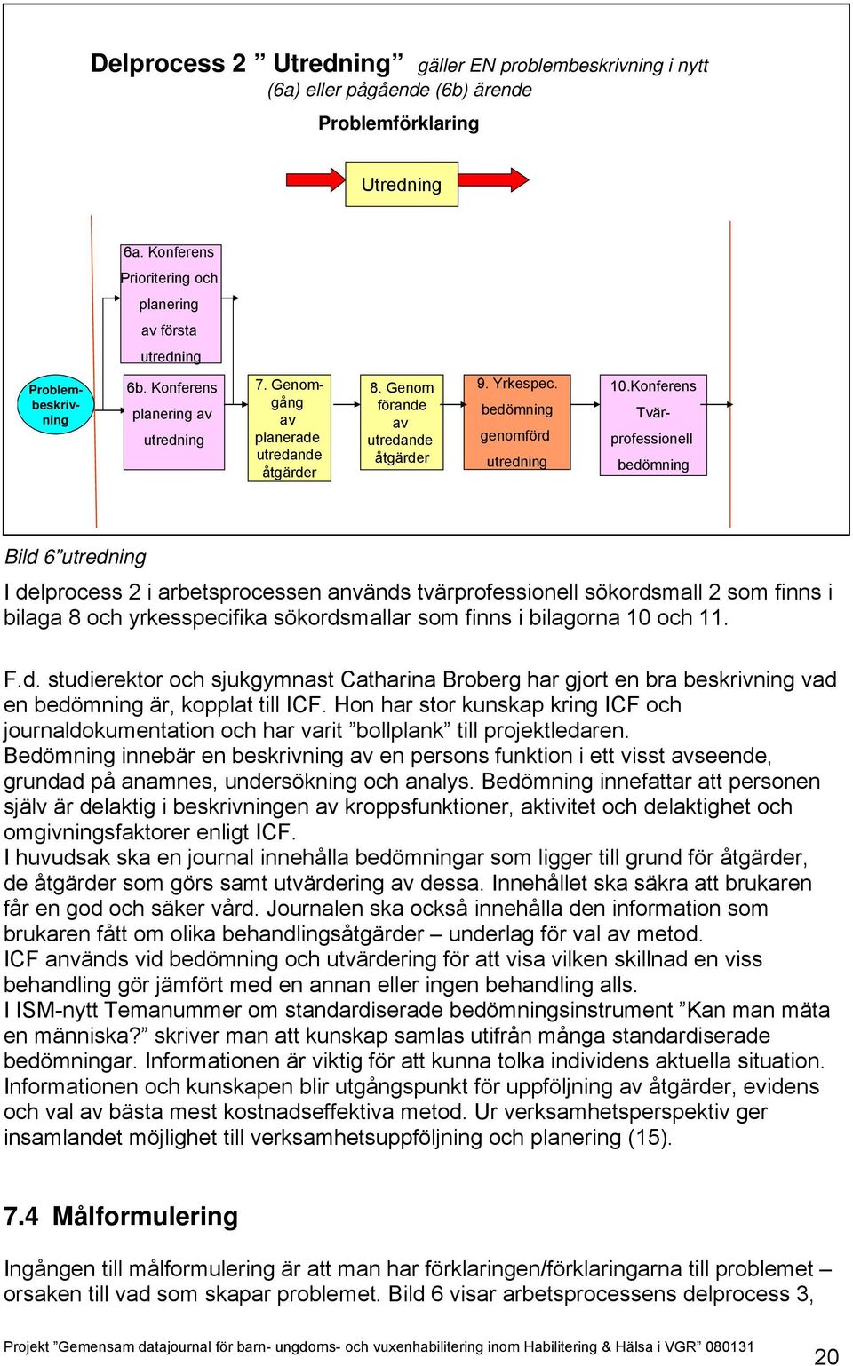 bedömning genomförd utredning Bild 6 utredning I delprocess 2 i arbetsprocessen används tvärprofessionell sökordsmall 2 som finns i bilaga 8 och yrkesspecifika sökordsmallar som finns i bilagorna 10