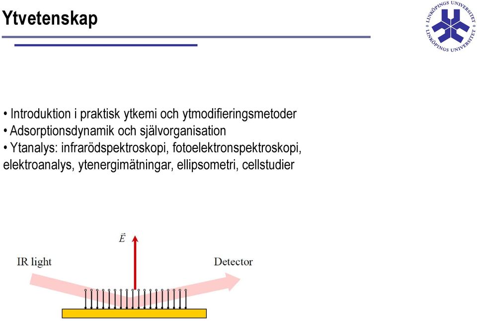 självorganisation Ytanalys: infrarödspektroskopi,