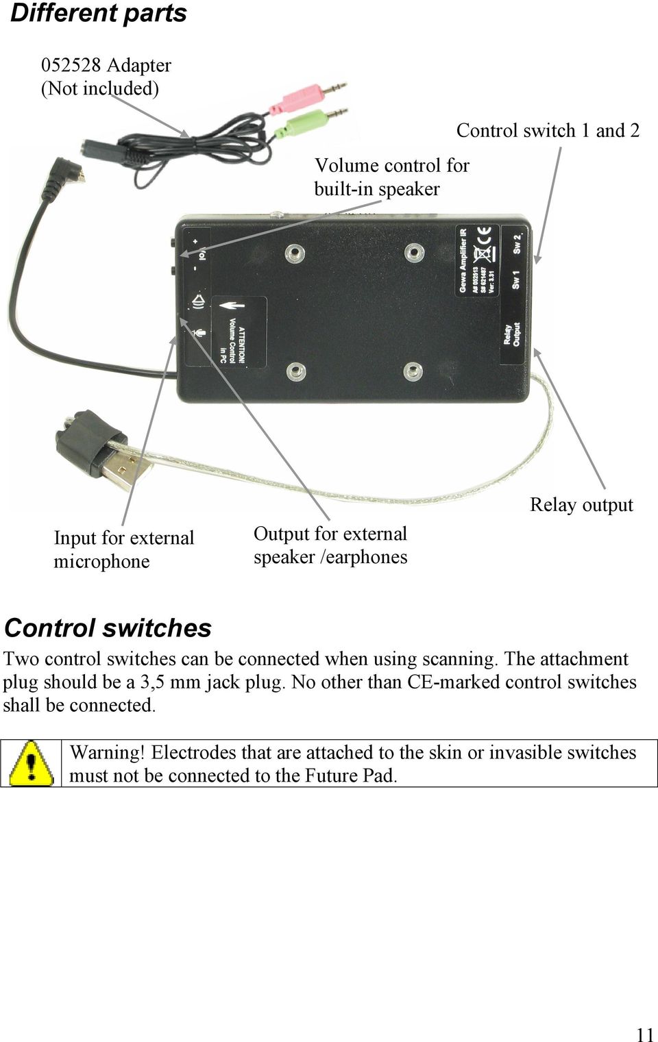 connected when using scanning. The attachment plug should be a 3,5 mm jack plug.