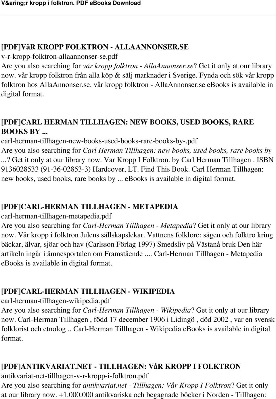 [PDF]CARL HERMAN TILLHAGEN: NEW BOOKS, USED BOOKS, RARE BOOKS BY... carl-herman-tillhagen-new-books-used-books-rare-books-by-.