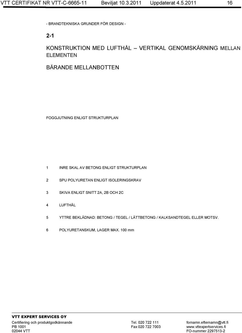 2011 16 - BRANDTEKNISKA GRUNDER FÖR DESIGN - 2-1 KONSTRUKTION MED LUFTHÅL VERTIKAL GENOMSKÄRNING MELLAN