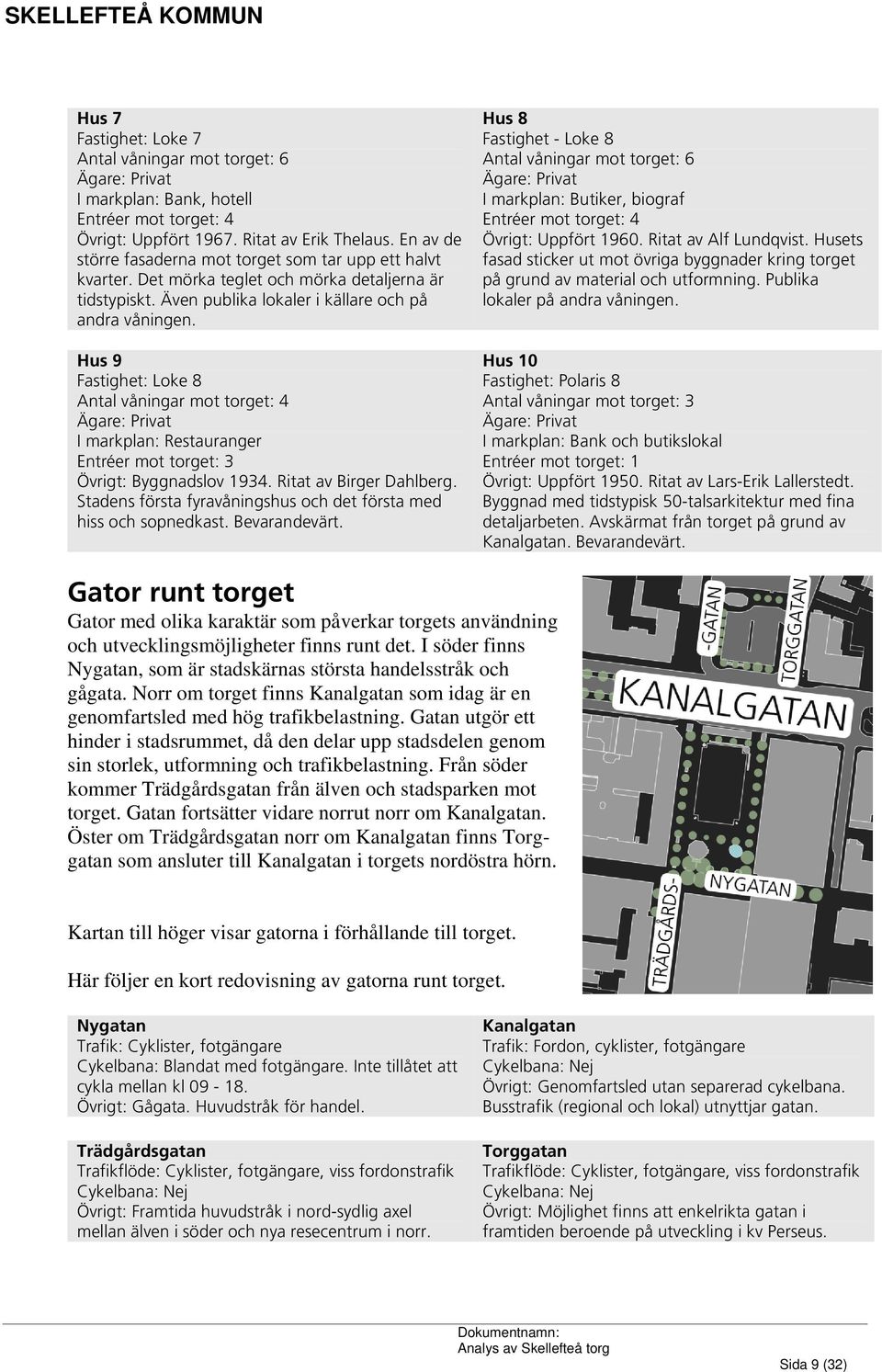 Hus 9 Fastighet: Loke 8 Antal våningar mot torget: 4 Ägare: Privat I markplan: Restauranger Entréer mot torget: 3 Övrigt: Byggnadslov 1934. Ritat av Birger Dahlberg.