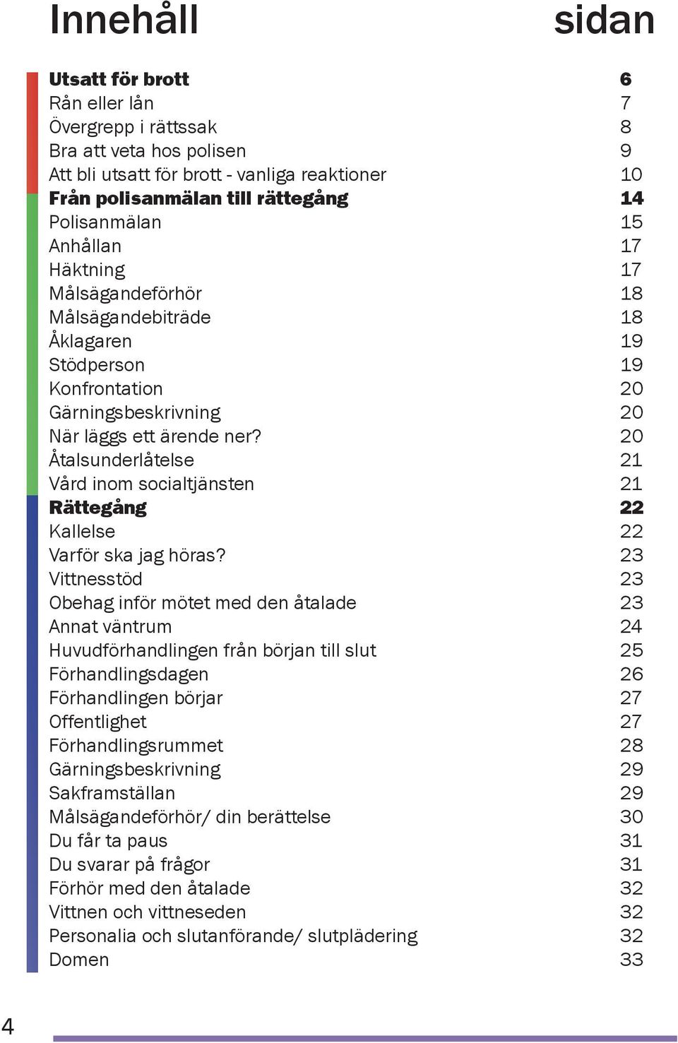 20 Åtalsunderlåtelse 21 Vård inom socialtjänsten 21 Rättegång 22 Kallelse 22 Varför ska jag höras?