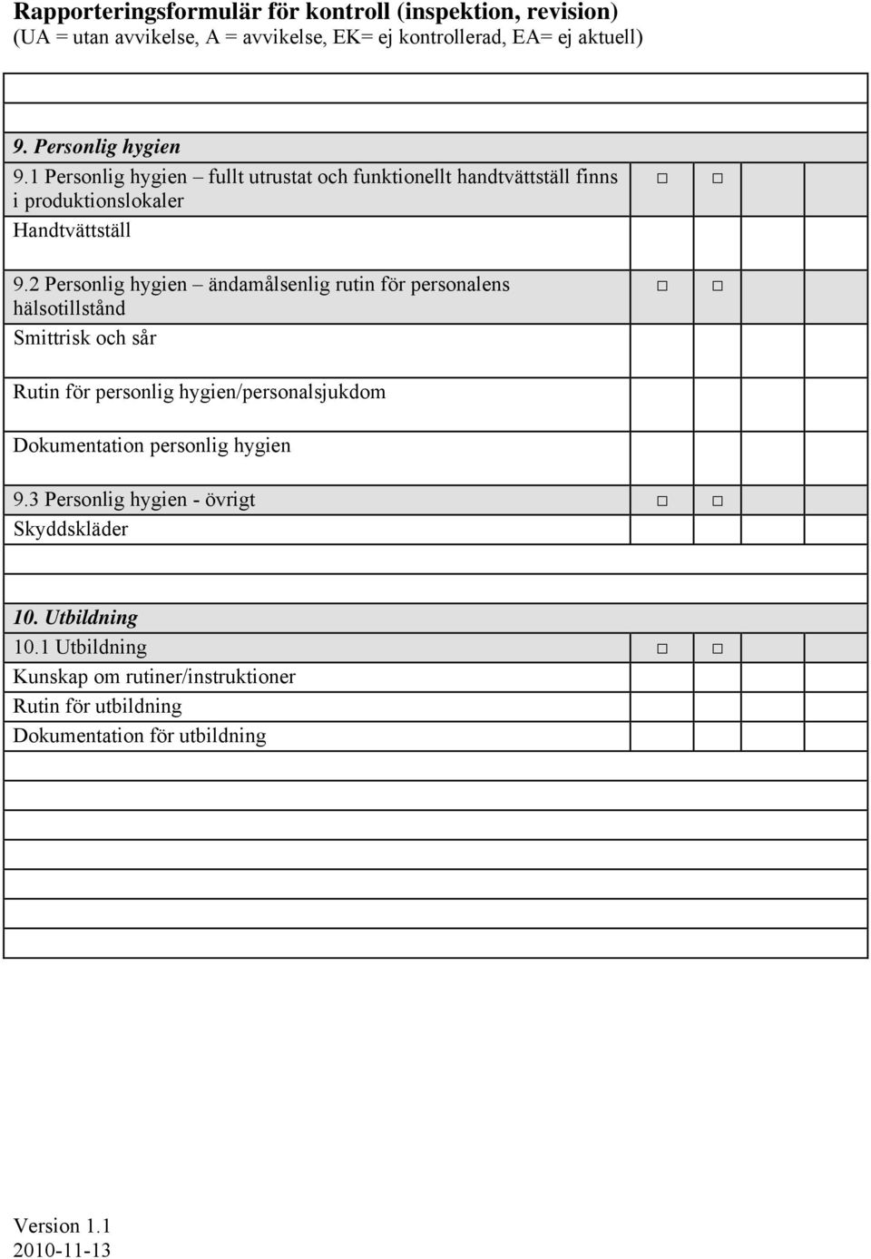 2 Personlig hygien ändamålsenlig rutin för personalens hälsotillstånd Smittrisk och sår Rutin för personlig