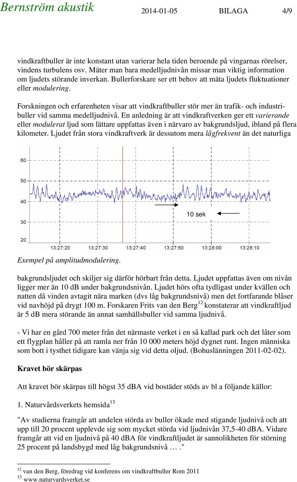 Forskningen och erfarenheten visar att vindkraftbuller stör mer än trafik- och industribuller vid samma medelljudnivå.