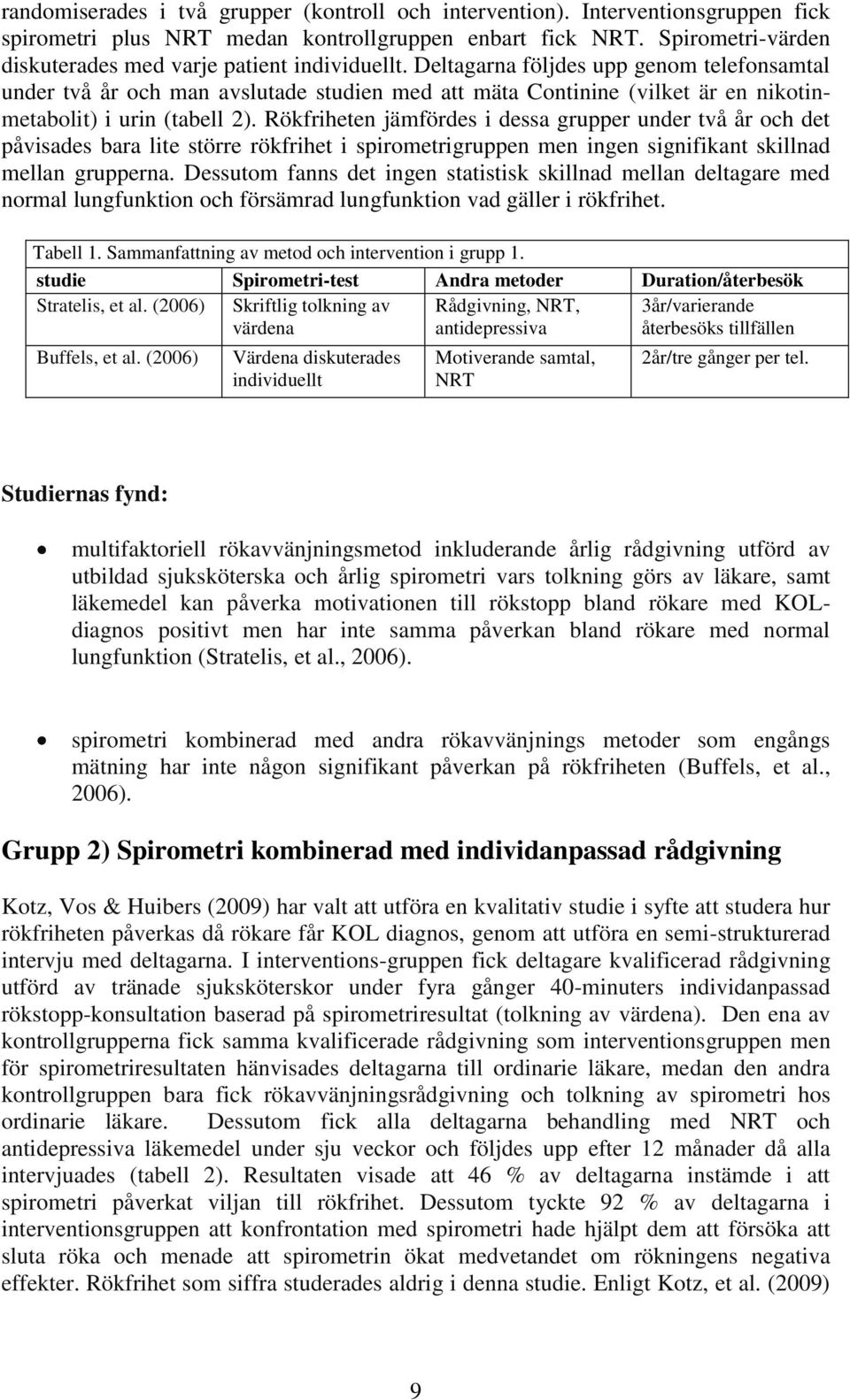 Deltagarna följdes upp genom telefonsamtal under två år och man avslutade studien med att mäta Continine (vilket är en nikotinmetabolit) i urin (tabell 2).