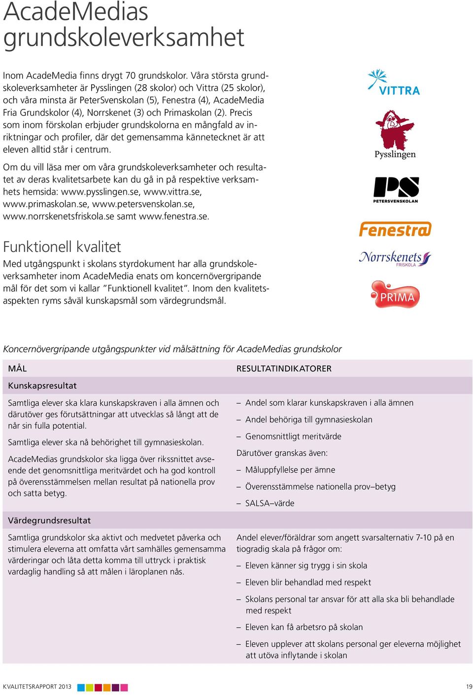 Primaskolan (2). Precis som inom förskolan erbjuder grundskolorna en mångfald av inriktningar och profiler, där det gemensamma kännetecknet är att eleven alltid står i centrum.