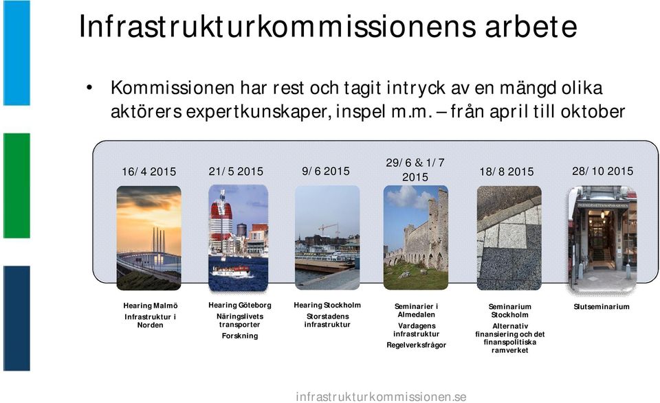 Hearing Göteborg Näringslivets transporter Forskning Hearing Stockholm Storstadens infrastruktur Seminarier i Almedalen