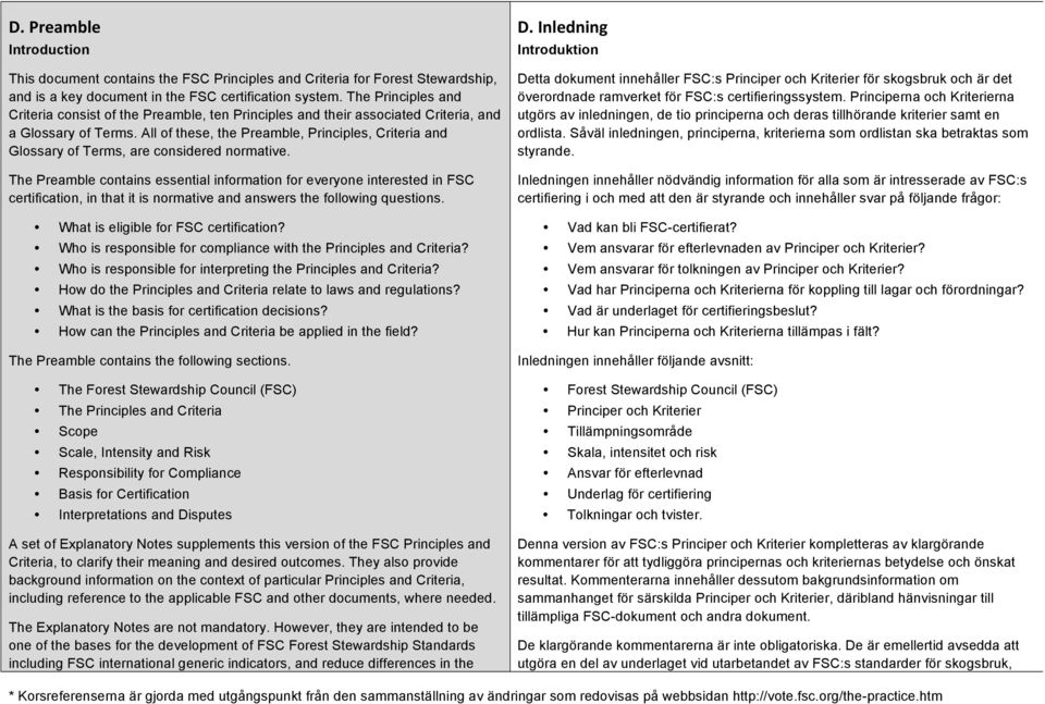 All of these, the Preamble, Principles, Criteria and Glossary of Terms, are considered normative.