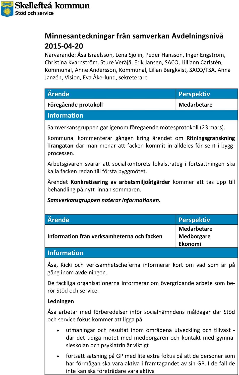 (23 mars). Kommunal kommenterar gången kring ärendet om Ritningsgranskning Trangatan där man menar att facken kommit in alldeles för sent i byggprocessen.