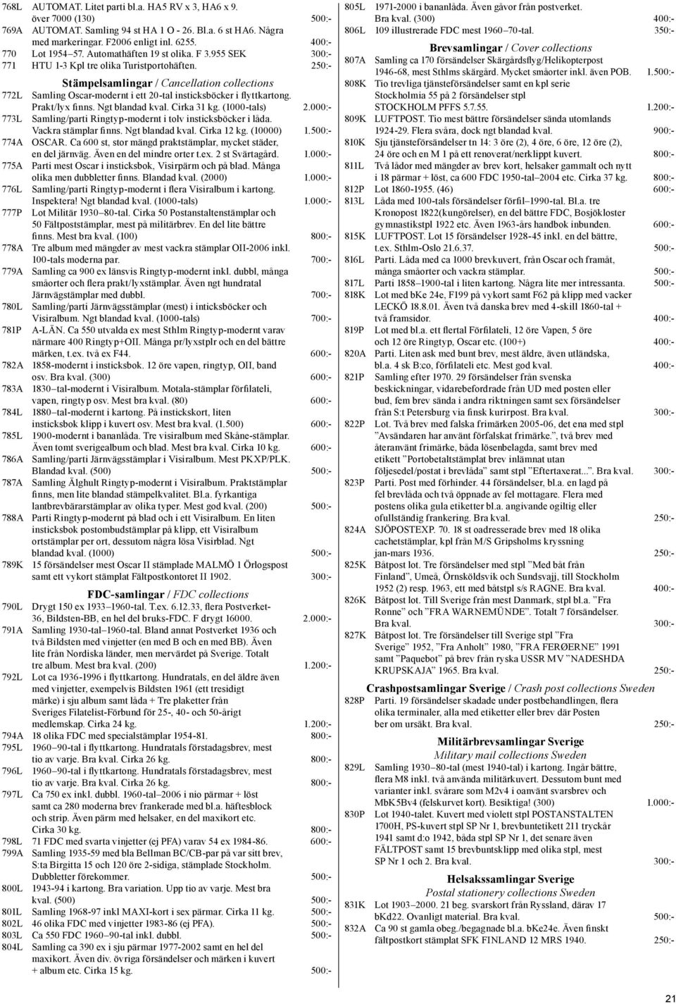 250:- Stämpelsamlingar / Cancellation collections 772L Samling Oscar-modernt i ett 20-tal insticksböcker i flyttkartong. Prakt/lyx finns. Ngt blandad kval. Cirka 31 kg. (1000-tals) 2.