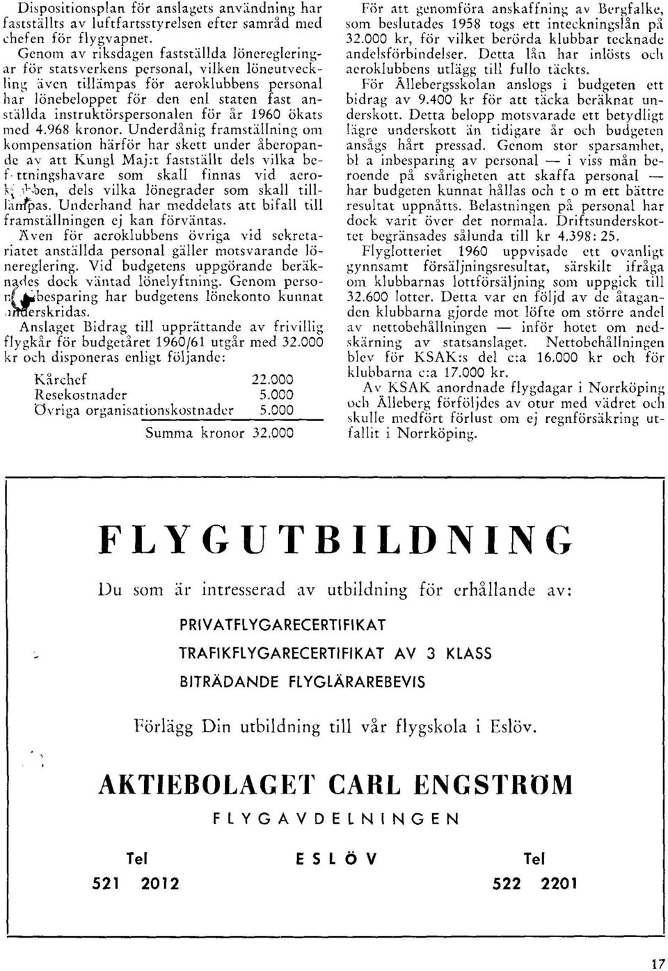 instruktiirspersonalen fiil nr 1960 iikats mcd 4.968 kronor. Underd.lnig framstlllninc or.l'r kor.