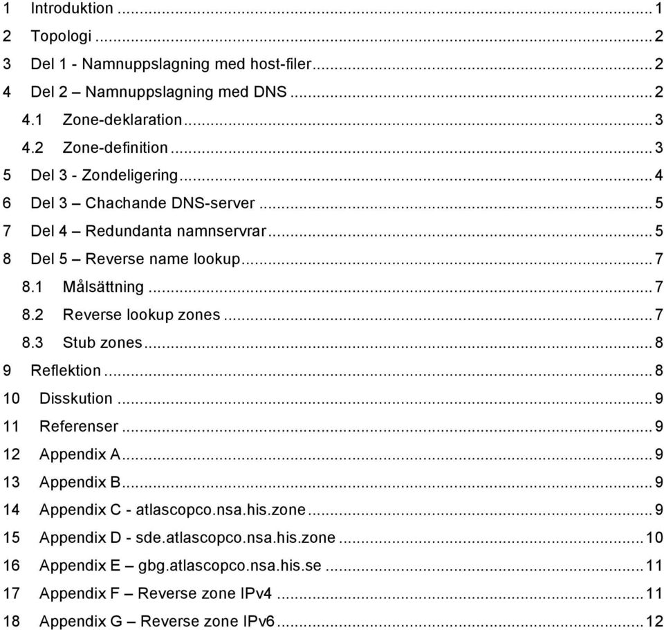 .. 7 8.3 Stub zones... 8 9 Reflektion... 8 10 Disskution... 9 11 Referenser... 9 12 Appendix A... 9 13 Appendix B... 9 14 Appendix C - atlascopco.nsa.his.zone... 9 15 Appendix D - sde.