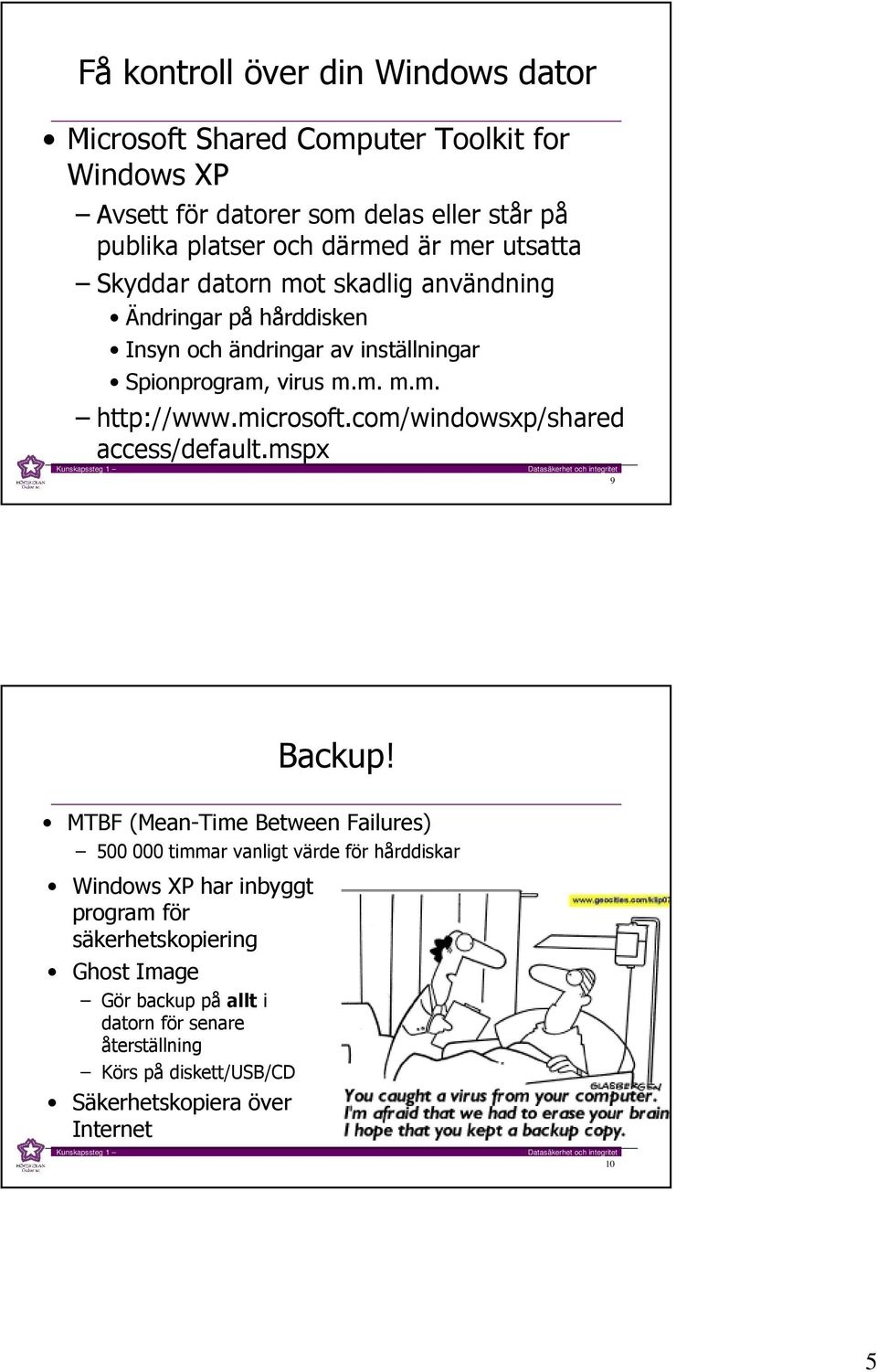 microsoft.com/windowsxp/shared access/default.mspx 9 Backup!