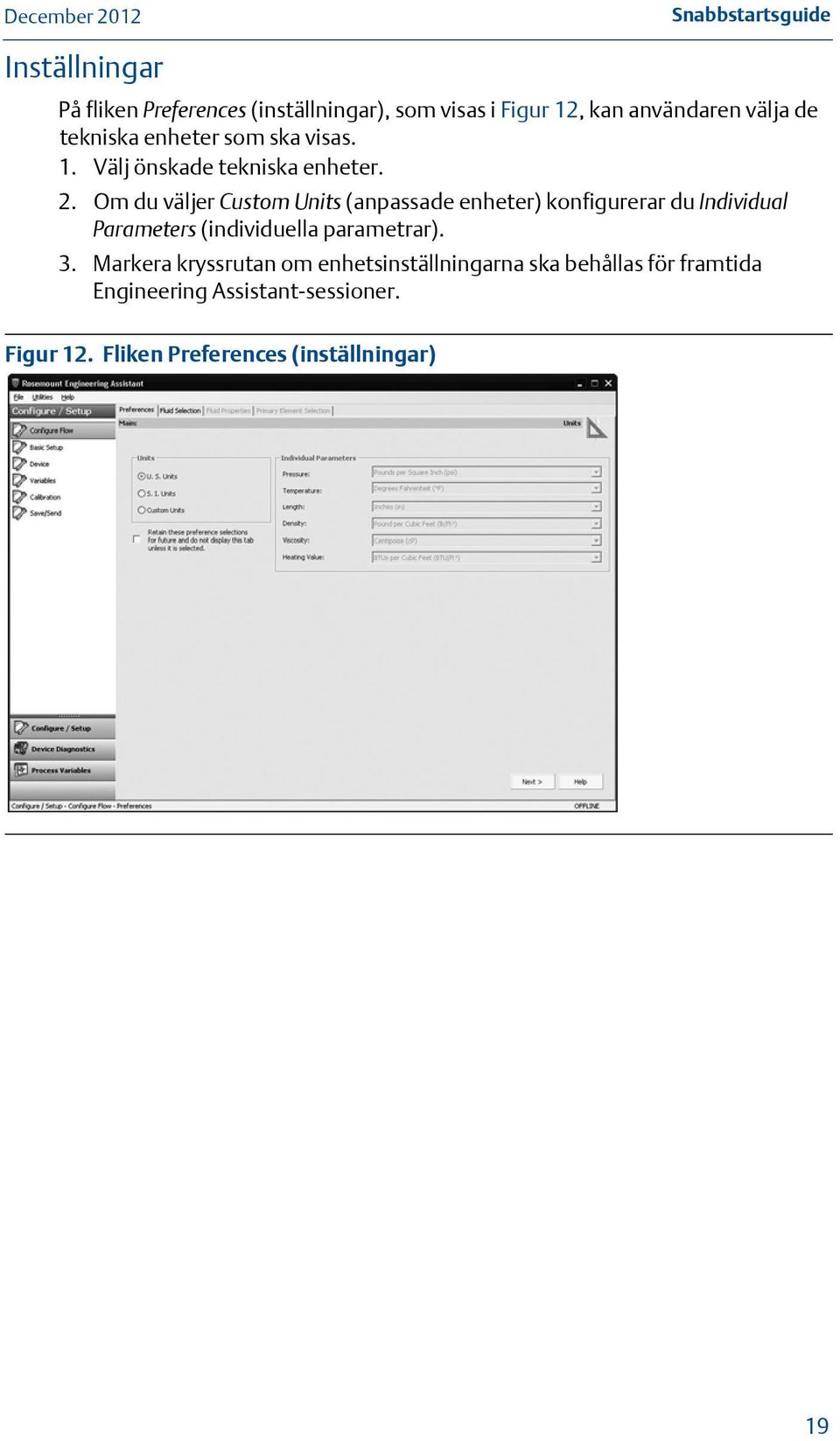 Om du väljer Custom Units (anpassade enheter) konfigurerar du Individual Parameters (individuella parametrar). 3.