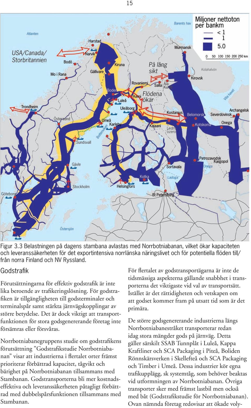 norra Finland och NV Ryssland. Godstrafik Förutsättningarna för effektiv godstrafik är inte lika beroende av trafikeringslösning.