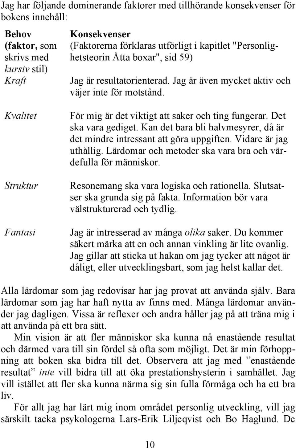 Det ska vara gediget. Kan det bara bli halvmesyrer, då är det mindre intressant att göra uppgiften. Vidare är jag uthållig. Lärdomar och metoder ska vara bra och värdefulla för människor.