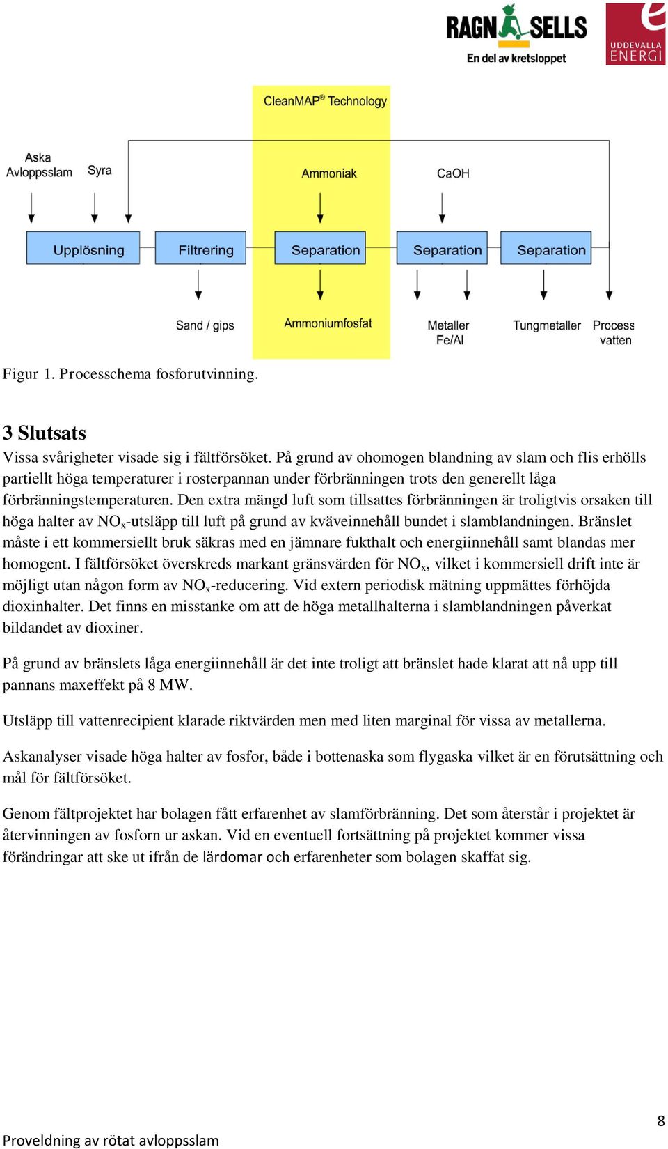 Den extra mängd luft som tillsattes förbränningen är troligtvis orsaken till höga halter av NO x -utsläpp till luft på grund av kväveinnehåll bundet i slamblandningen.