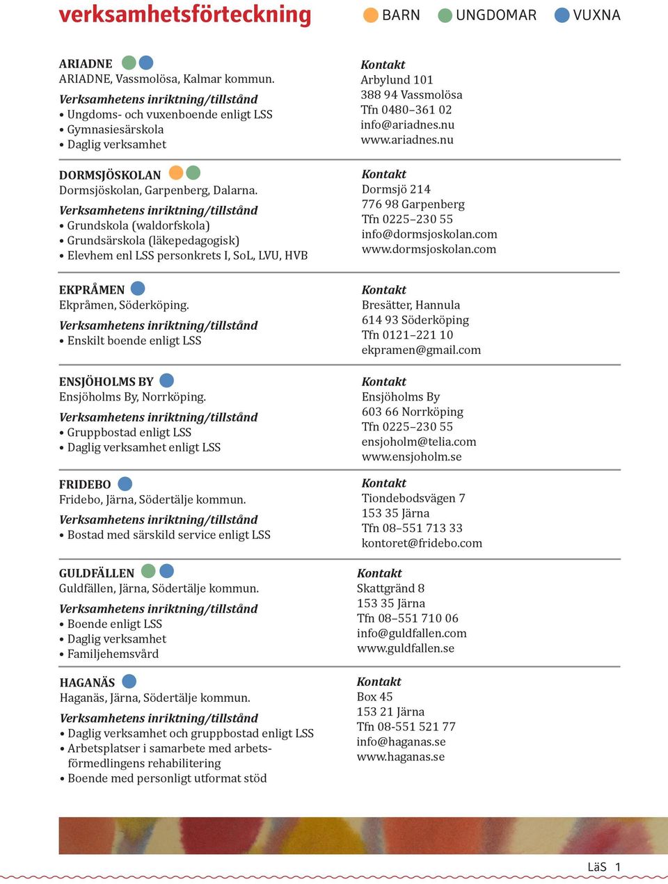 FRIDEBO Fridebo, Järna, Södertälje kommun. Bostad med särskild service enligt LSS GULDFÄLLEN Guldfällen, Järna, Södertälje kommun.