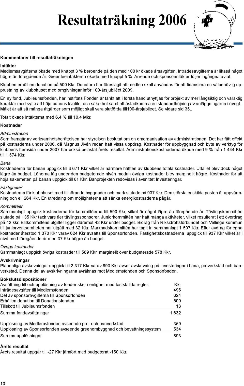 Donatorn har föreslagit att medlen skall användas för att finansiera en välbehövlig upprustning av klubbhuset med omgivningar inför 100-årsjubiléet 2009.