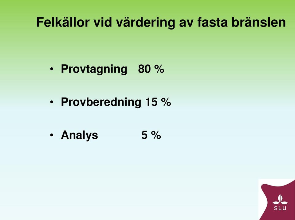 bränslen Provtagning