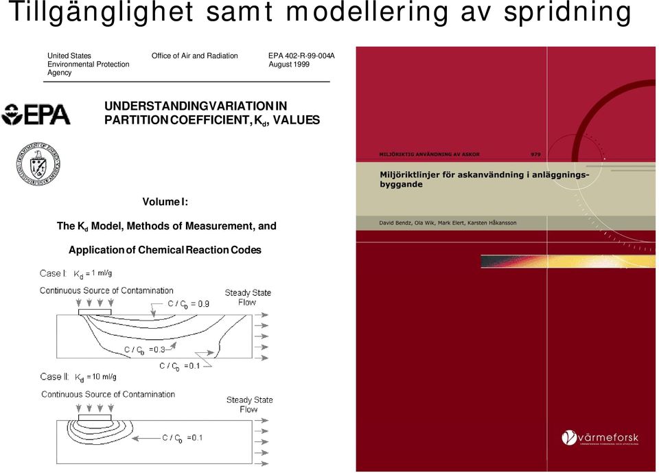 Agency UNDERSTANDINGVARIATION IN PARTITION COEFFICIENT,K d,values Volume