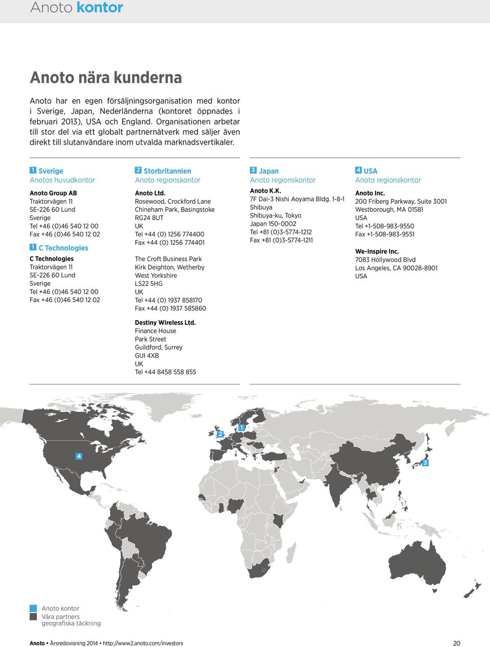 1 Sverige Anotos huvudkontor Anoto Group AB Traktorvägen 11 SE-226 60 Lund Sverige Tel +46 (0)46 540 12 00 Fax +46 (0)46 540 12 02 1 C Technologies C Technologies Traktorvägen 11 SE-226 60 Lund