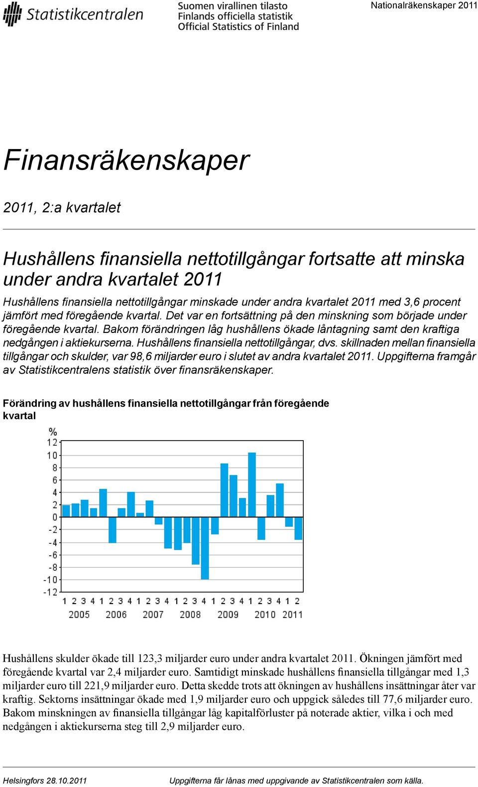 Bakom förändringen låg hushållens ökade låntagning samt den kraftiga nedgången i aktiekurserna. Hushållens finansiella nettotillgångar, dvs.