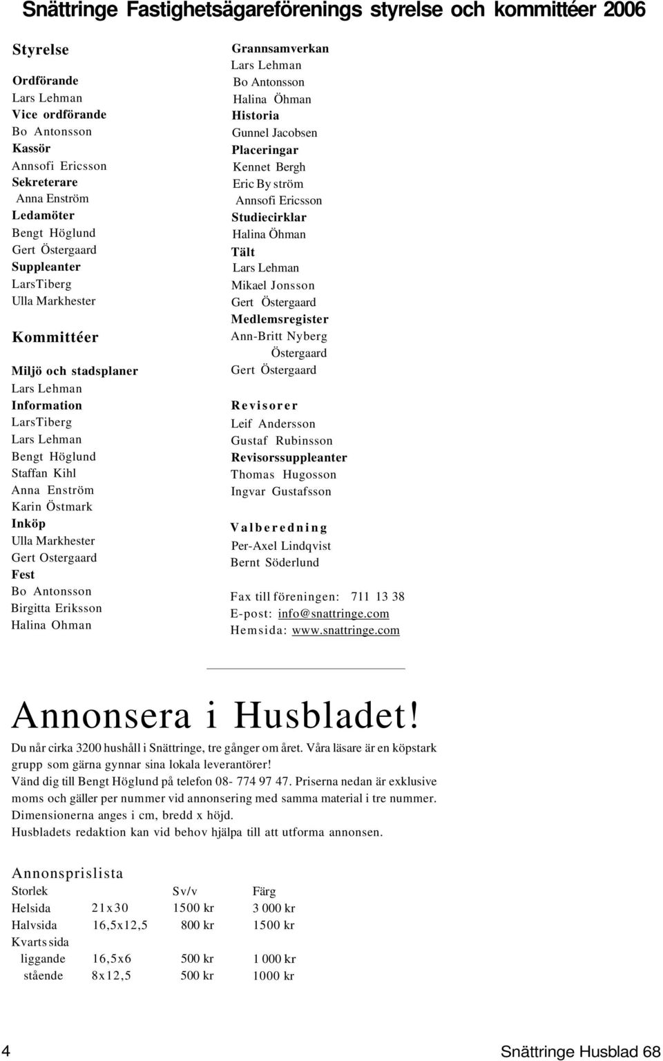 Markhester Gert Ostergaard Fest Bo Antonsson Birgitta Eriksson Halina Ohman Grannsamverkan Lars Lehman Bo Antonsson Halina Öhman Historia Gunnel Jacobsen Placeringar Kennet Bergh Eric By ström