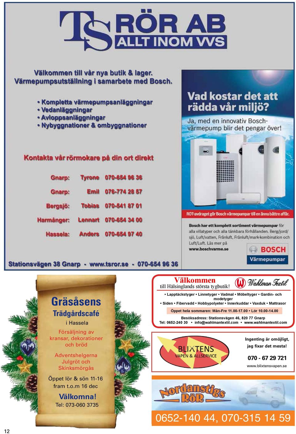 97 40 Stationsvägen 38 Gnarp - www.tsror.se - 070-654 96 36 Välkommen till Hälsinglands största tygbutik!