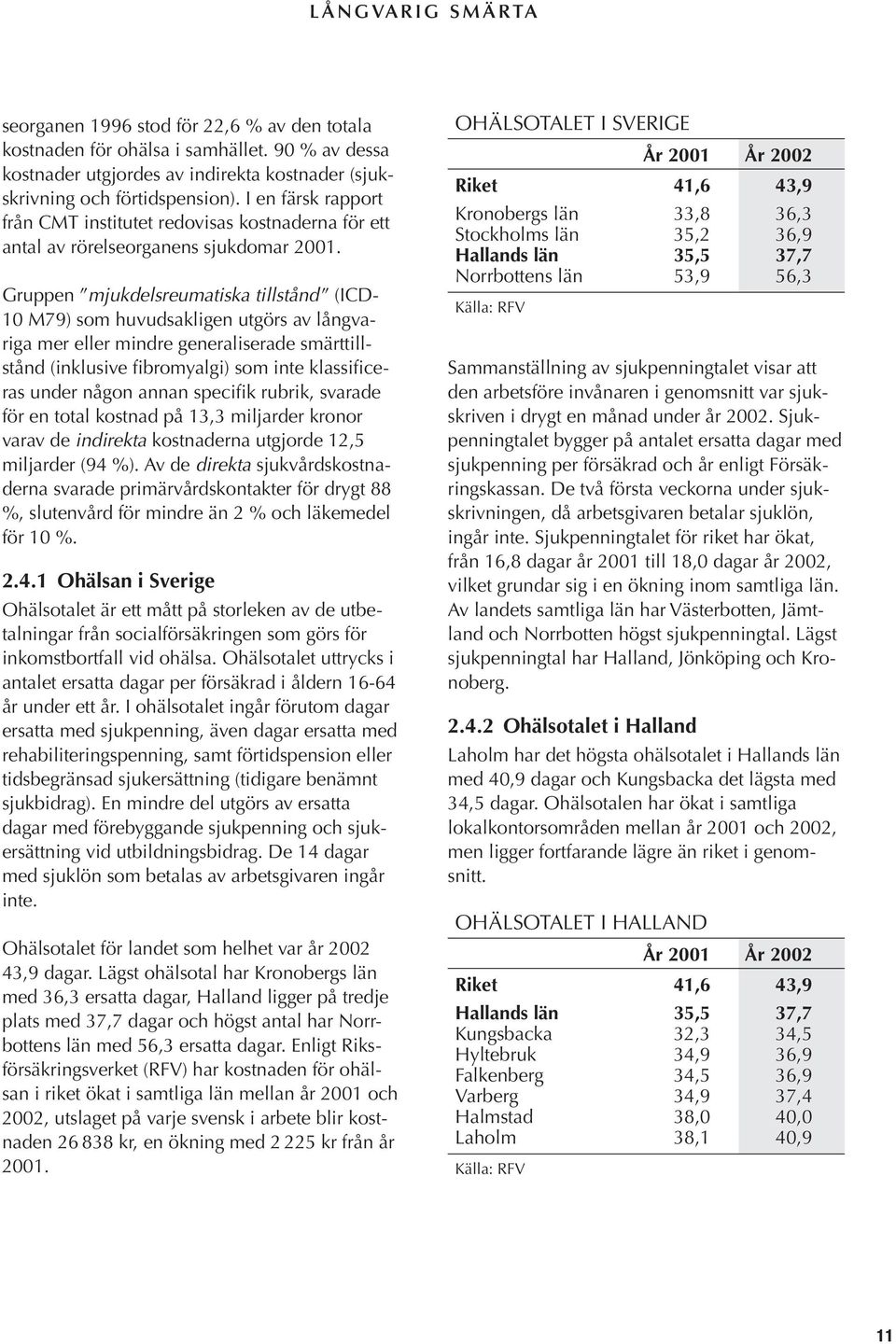 Gruppen mjukdelsreumatiska tillstånd (ICD- 10 M79) som huvudsakligen utgörs av långvariga mer eller mindre generaliserade smärttillstånd (inklusive fibromyalgi) som inte klassificeras under någon