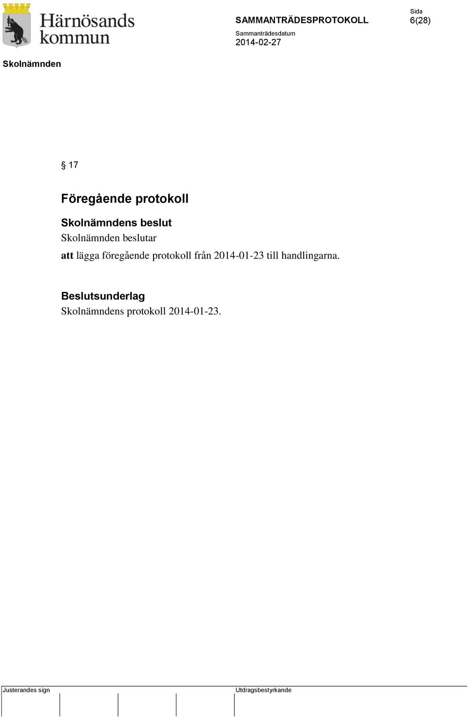 protokoll från 2014-01-23 till