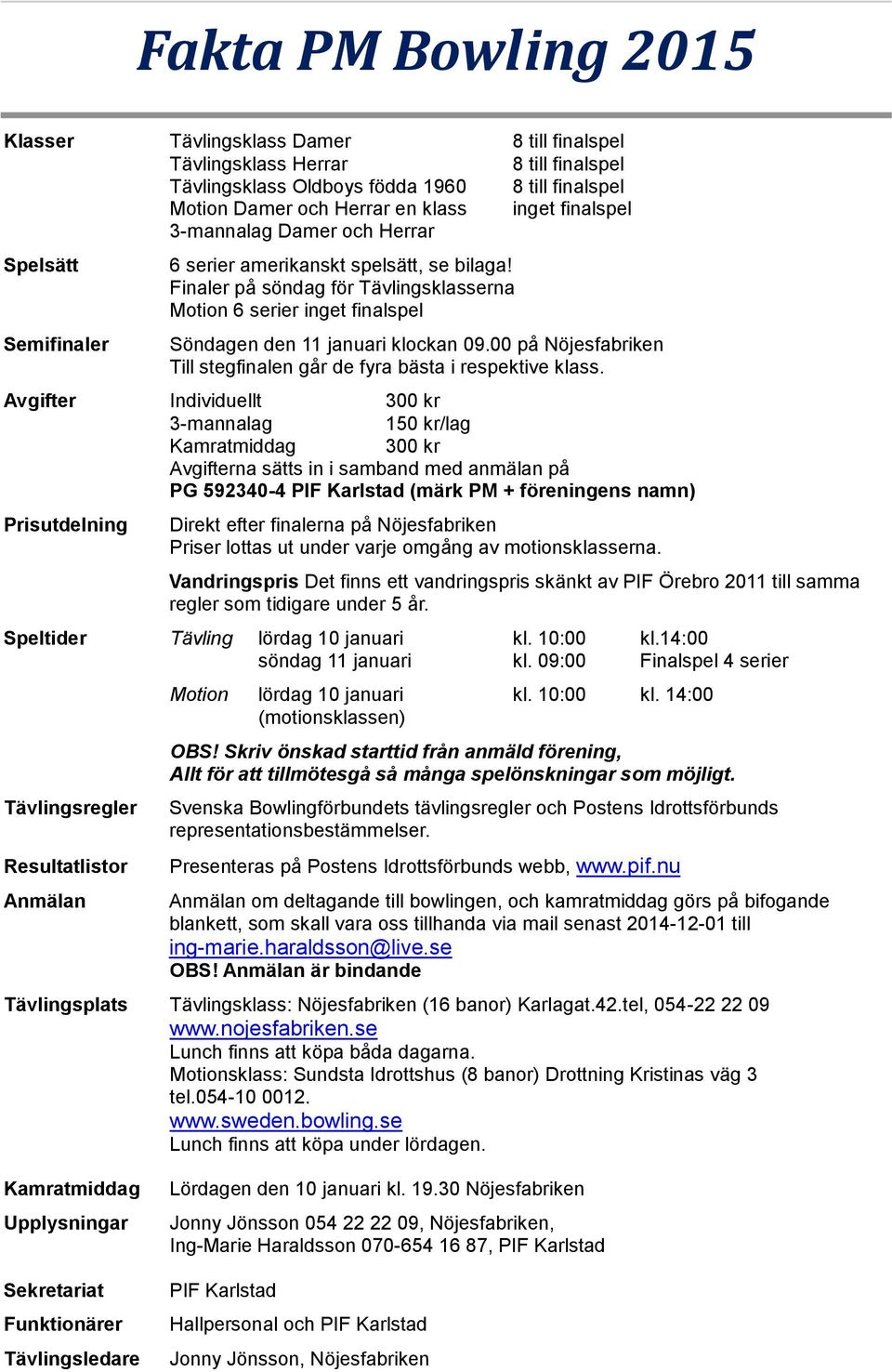 Finaler på söndag för Tävlingsklasserna Motion 6 serier inget finalspel Söndagen den 11 januari klockan 09.00 på Nöjesfabriken Till stegfinalen går de fyra bästa i respektive klass.