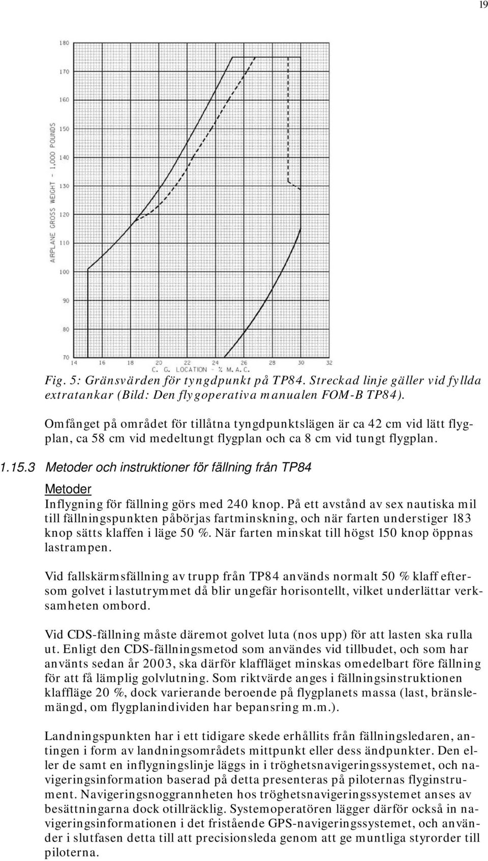 3 Metoder och instruktioner för fällning från TP84 Metoder Inflygning för fällning görs med 240 knop.