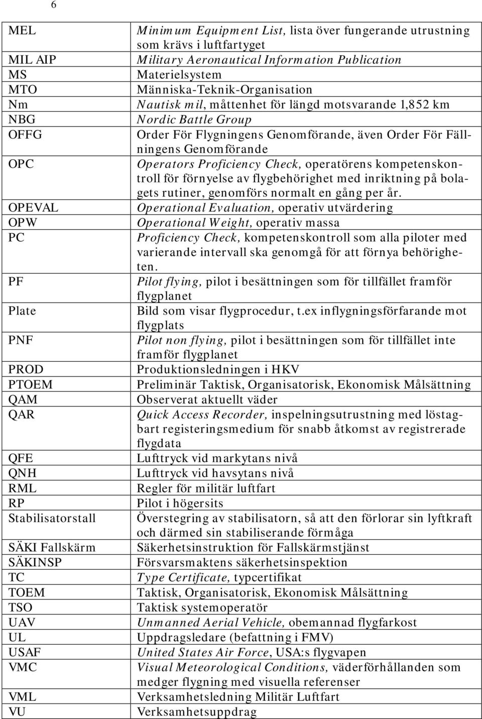 km Nordic Battle Group Order För Flygningens Genomförande, även Order För Fällningens Genomförande Operators Proficiency Check, operatörens kompetenskontroll för förnyelse av flygbehörighet med