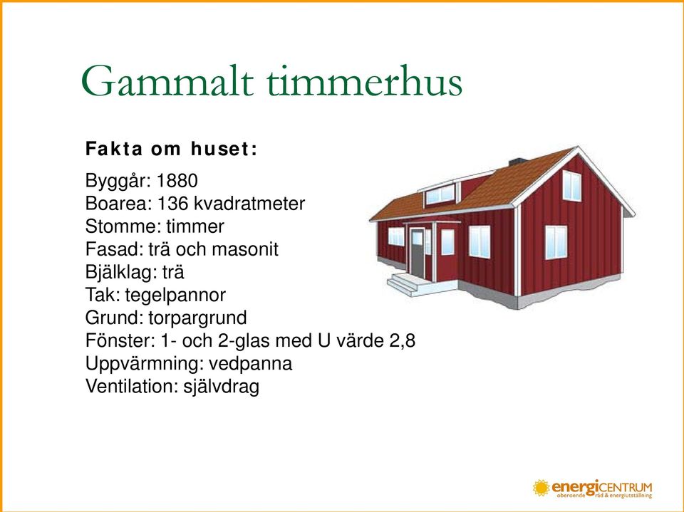 trä Tak: tegelpannor Grund: torpargrund Fönster: 1- och