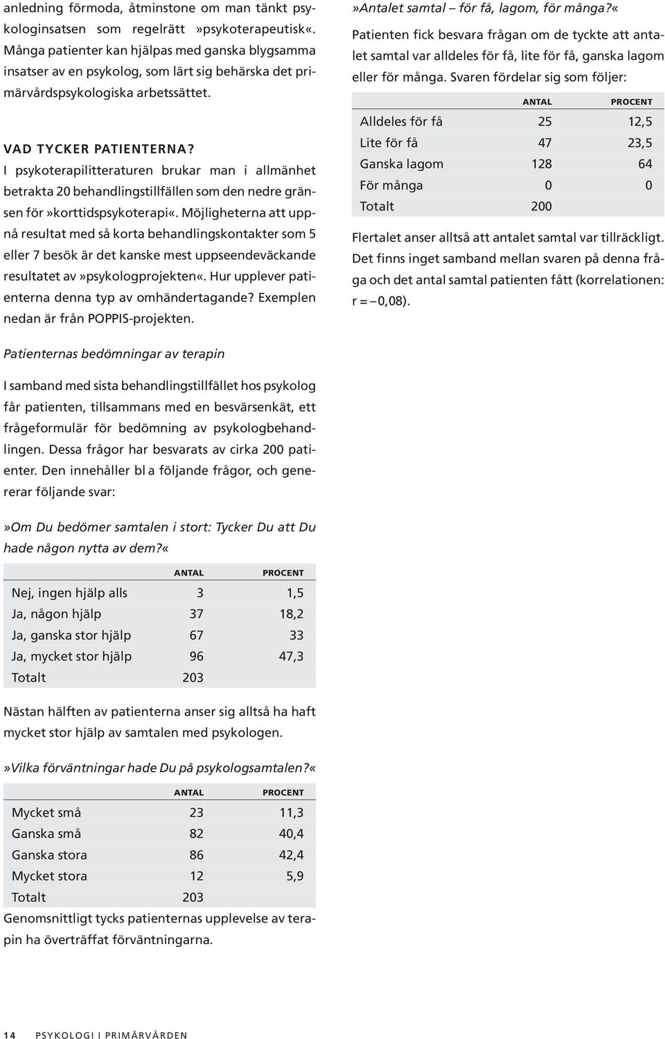 I psykoterapilitteraturen brukar man i allmänhet betrakta 20 behandlingstillfällen som den nedre gränsen för»korttidspsykoterapi«.