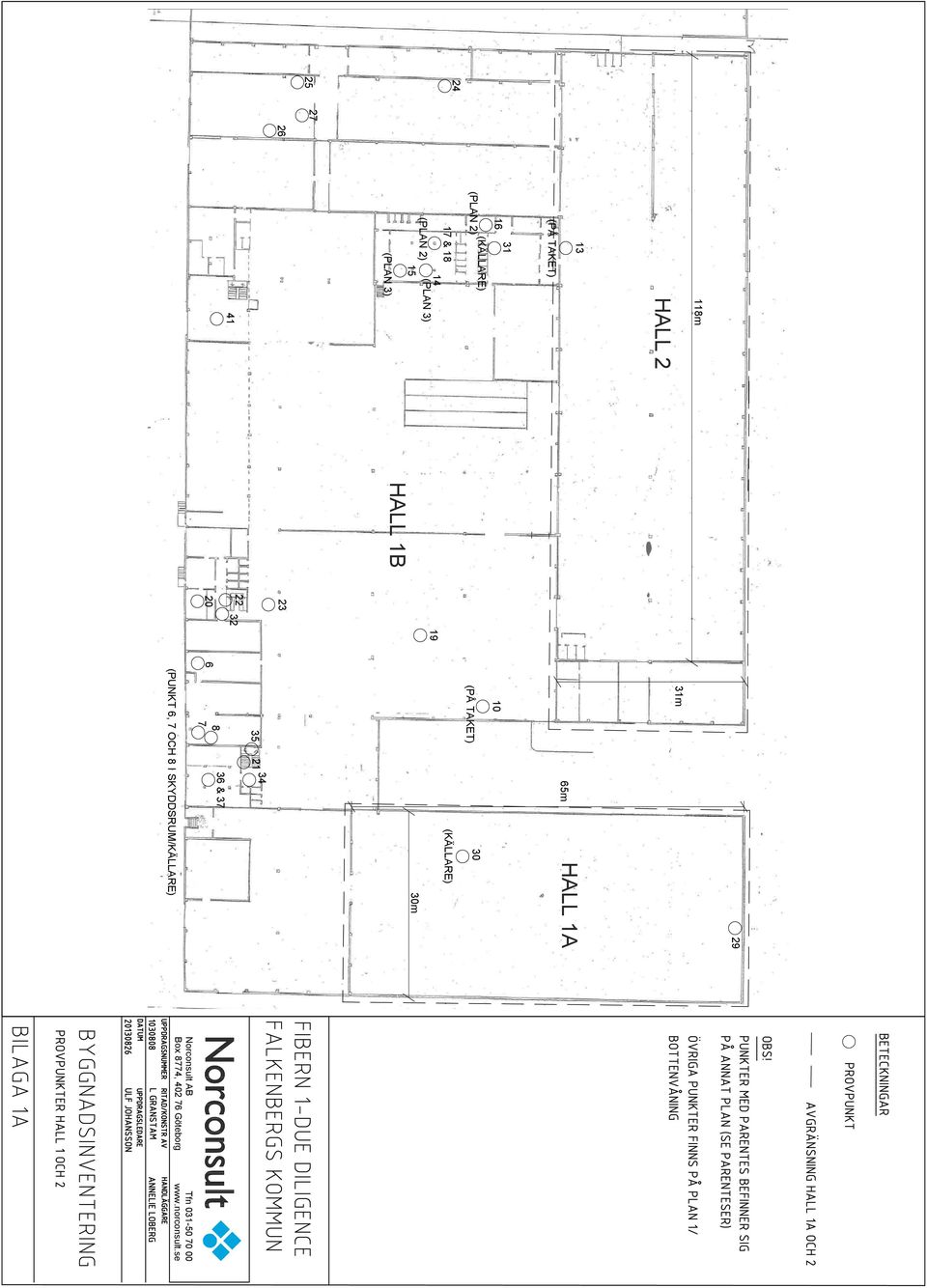 21 65m 34 36 & 37 30 29 HALL 1A (KÄLLARE) 30m (PUNKT 6, 7 OCH 8 I