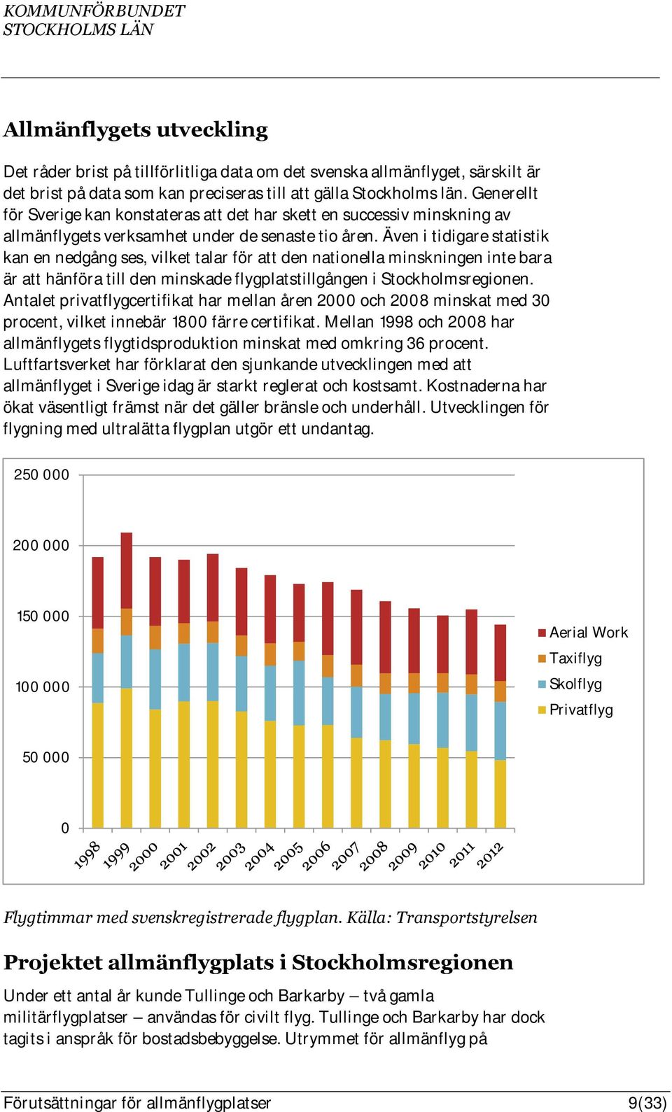 Även i tidigare statistik kan en nedgång ses, vilket talar för att den nationella minskningen inte bara är att hänföra till den minskade flygplatstillgången i Stockholmsregionen.