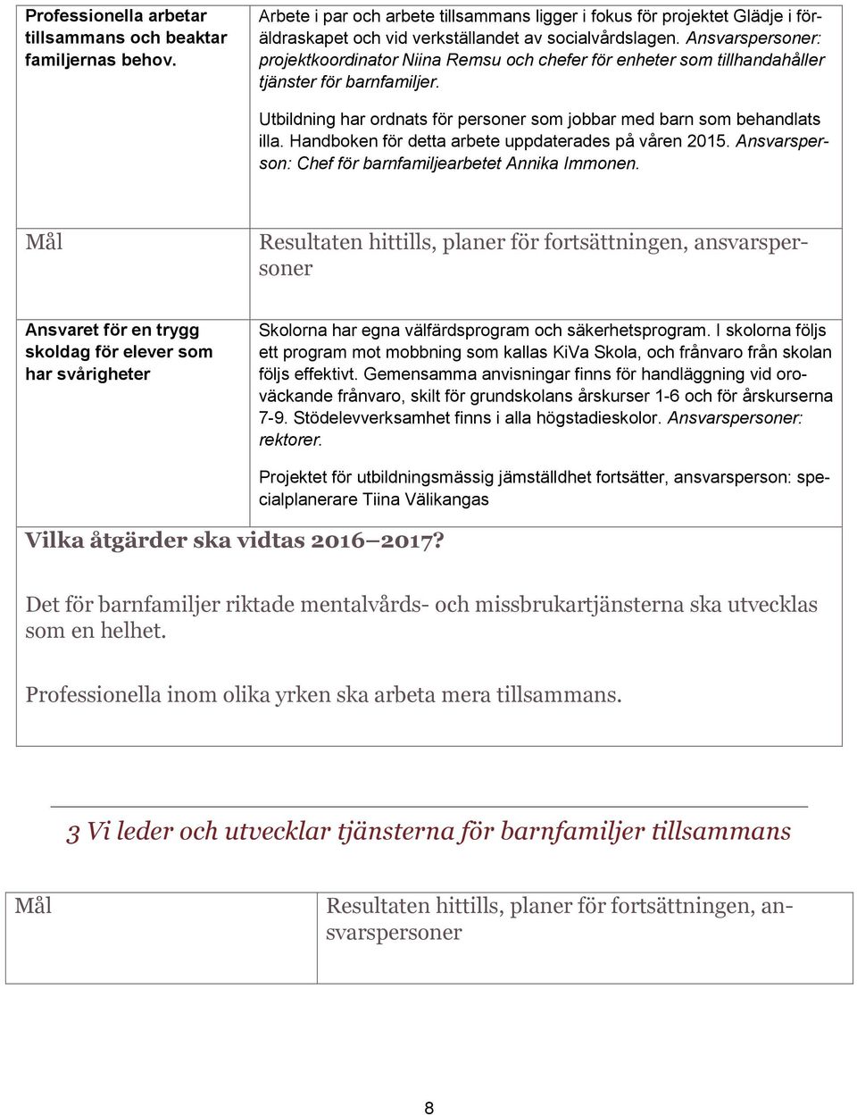 Handboken för detta arbete uppdaterades på våren 2015. Ansvarsperson: Chef för barnfamiljearbetet Annika Immonen.