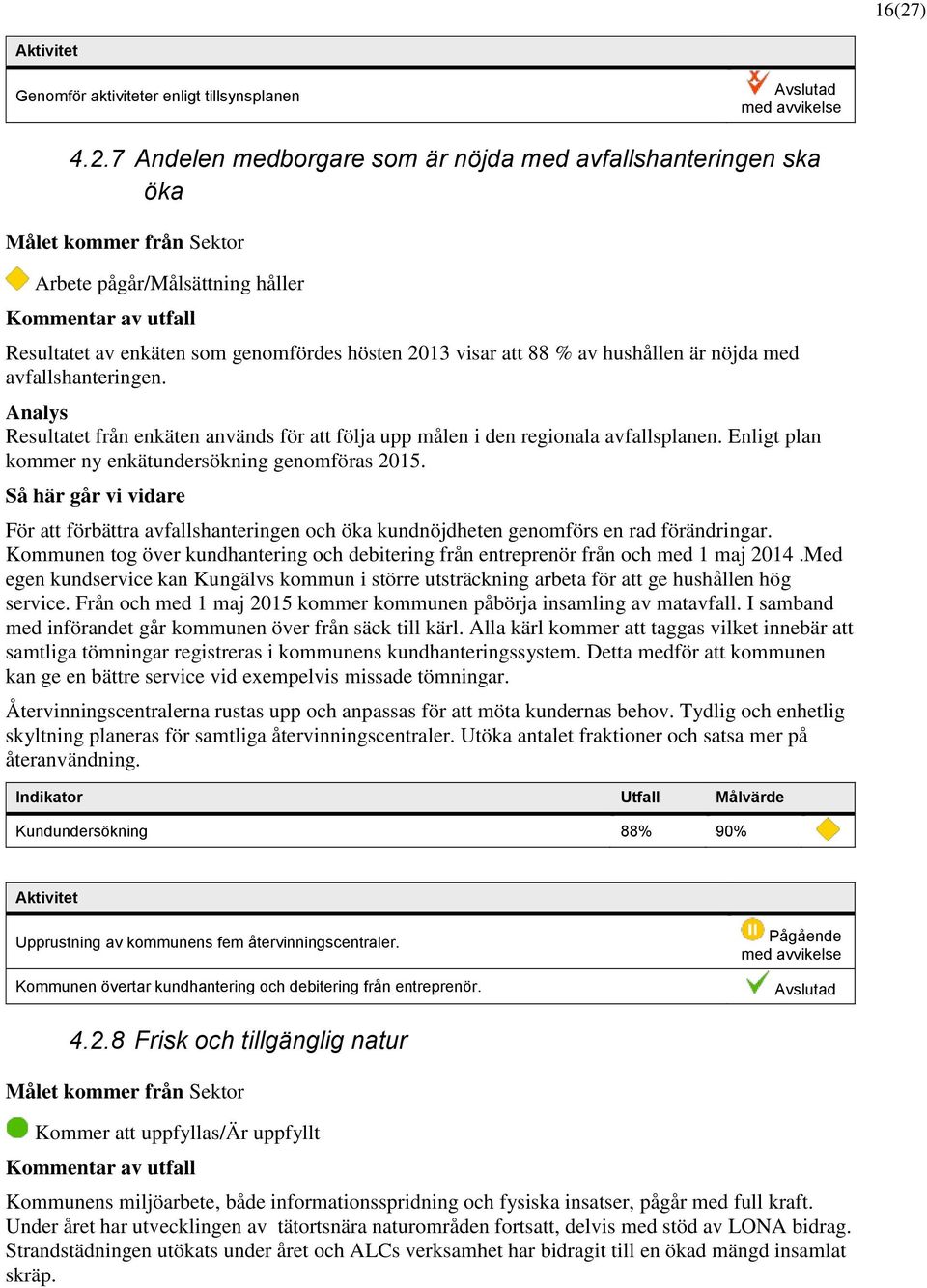 Enligt plan kommer ny enkätundersökning genomföras 2015. För att förbättra avfallshanteringen och öka kundnöjdheten genomförs en rad förändringar.