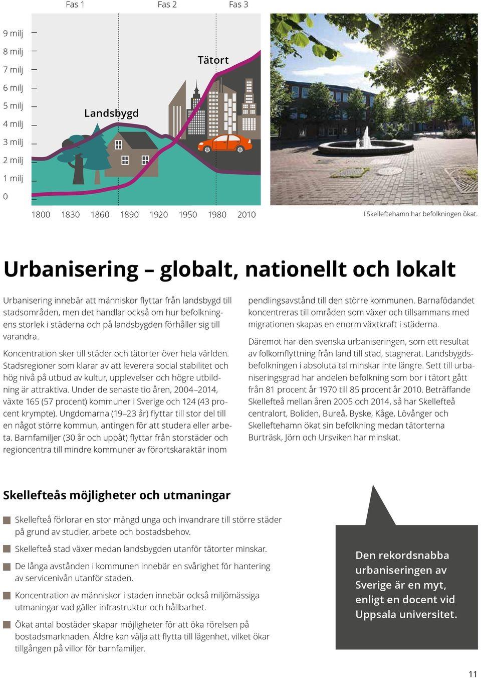 landsbygden förhåller sig till varandra. Koncentration sker till städer och tätorter över hela världen.
