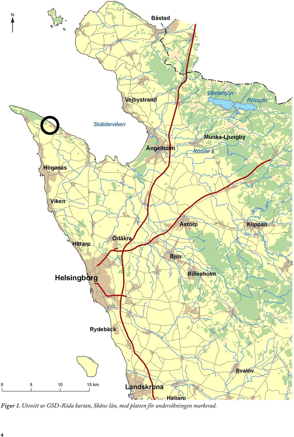 Helsingborg Billesholm Rydebäck Svalöv 0 5 10 15 km Landskrona Häljarp